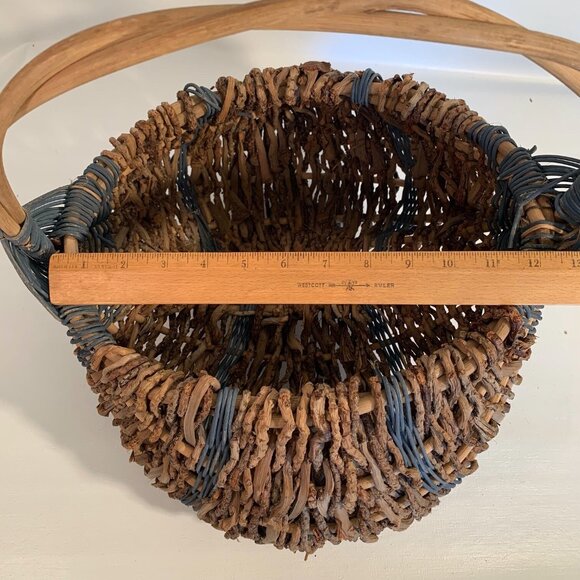 VTG Buttocks Basket Egg Gathering Hand Woven Primitive Rustic Gods Eye Large 16" - Picture 16 of 16